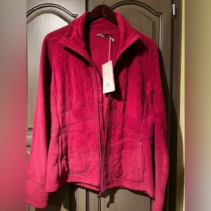 Prana Dee Dee Jacket full zip NWT Lightweight quilted fleece Wm M Plum Red